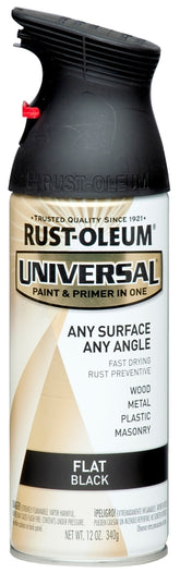 Universal 245198 Enamel Spray Paint, Flat, Black, 12 oz, Can